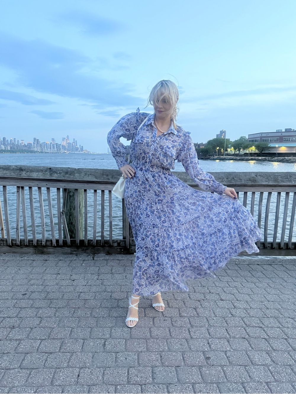 Misa Los Angeles Blue Floral Maxi Dress with Smocked Waist - Picture 10 of 11